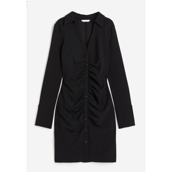 H&M Dresses & Skirts - H&M Draped Dress Size M Shirt Button Down Rouched Gathered Dark Academia